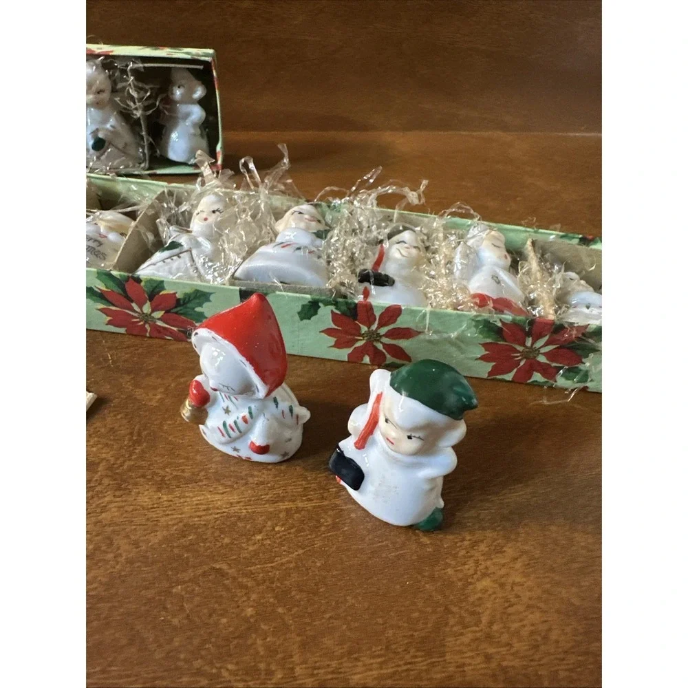 Vintage Set 21 Commodore Japan Ceramic Christmas Card Place Settings + 13cards
